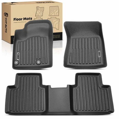 3 Pcs Front & Rear Black Floor Mats