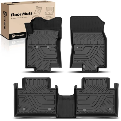 3 Pcs Front & Rear Black TPE textured Floor Mats Liners