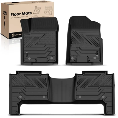3 Pcs Front & Rear Black TPE textured Floor Mats Liners