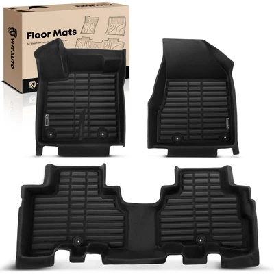 3 Pcs Front & Rear Black Floor Mats Liners