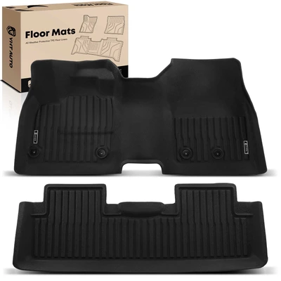 2 Pcs Front & Rear Black Floor Mats Liners