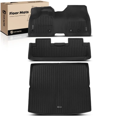 3 Pcs Front & Rear Black Floor Mats Liners
