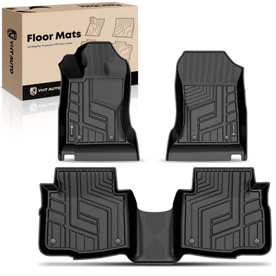 3 Pcs Front & Rear Black TPE textured Floor Mats Liners