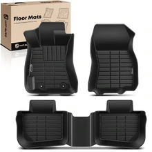3 Pcs Front & Rear Black Floor Mats Liners