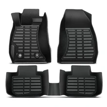 3 Pcs Front & Rear Black Floor Mats Liners