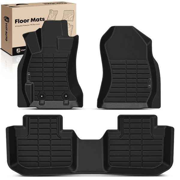 3 Pcs Front & Rear Black TPE textured Floor Mats Liners for Subaru Forester 14-18 SUV