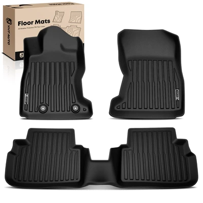 3 Pcs Front & Rear Black Floor Mats Liners