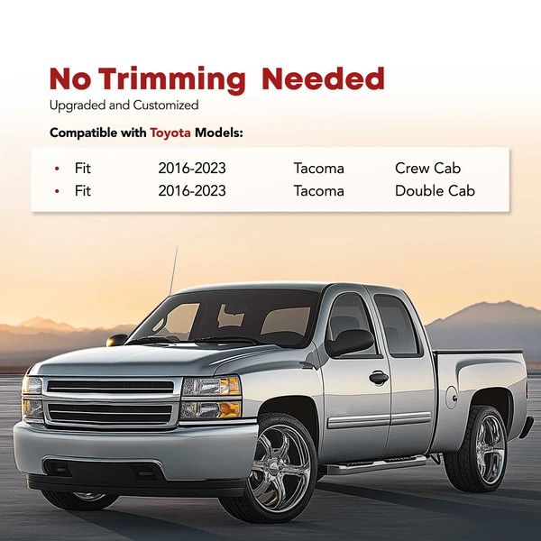 3 Pcs Front & Rear Black TPE textured Floor Mats Liners for Toyota Tacoma 2016-2023 Double Cab