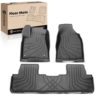 3 Pcs Front & Rear Black TPE textured Floor Mats Liners