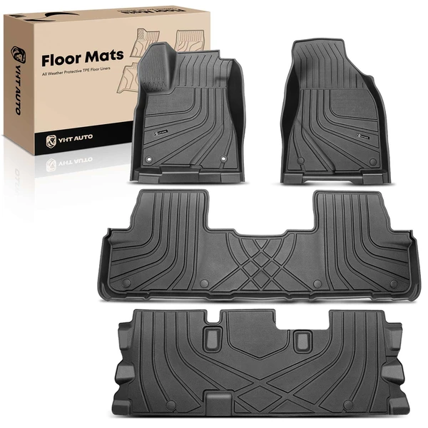 4 Pcs Front & Rear Black TPE textured Floor Mats Liners for 2014-2019 Toyota Highlander