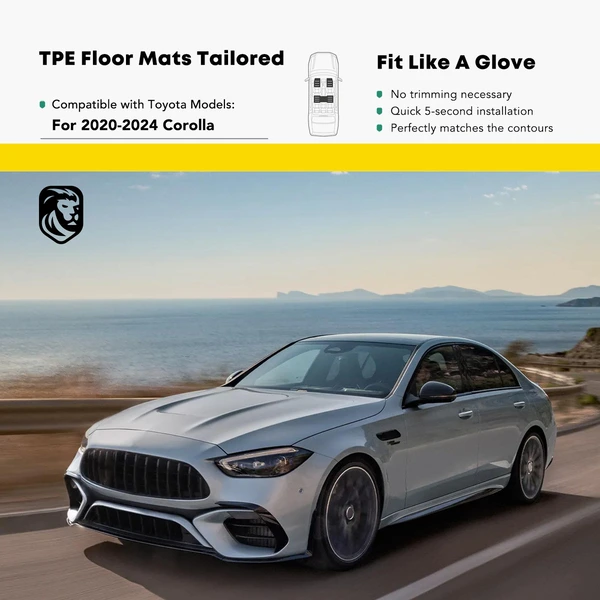 3 Pcs Front & Rear Black TPE textured Floor Mats Liners for 2020-2022 Toyota Corolla