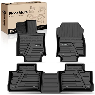 3 Pcs Front & Rear Black TPE textured Floor Mats Liners
