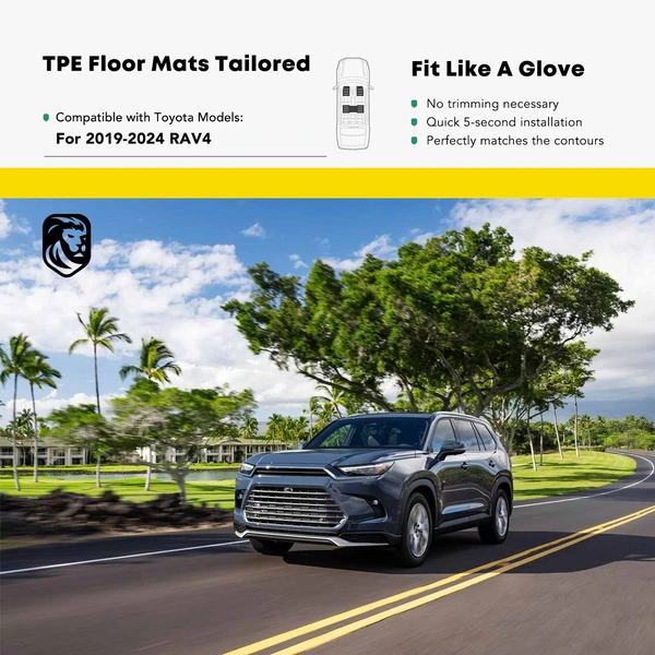 3 Pcs Front & Rear Black TPE textured Floor Mats Liners for Toyota RAV4 2019-2023