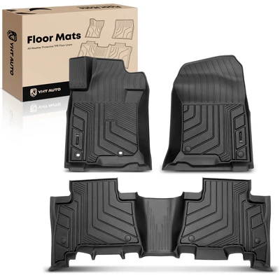 3 Pcs Front & Rear Black TPE textured Floor Mats Liners for 2009-2011 2013-2019 Toyota Land Cruiser
