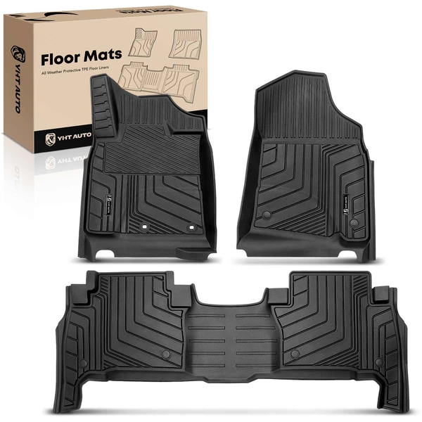 3 Pcs Front & Rear Black TPE textured Floor Mats Liners for 2010-2011 2013-2020 Toyota Land Cruiser