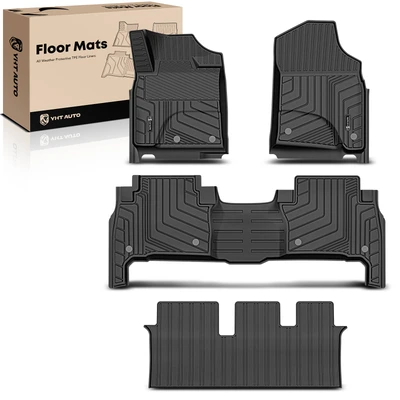 4 Pcs Front & Rear Black TPE textured Floor Mats Liners