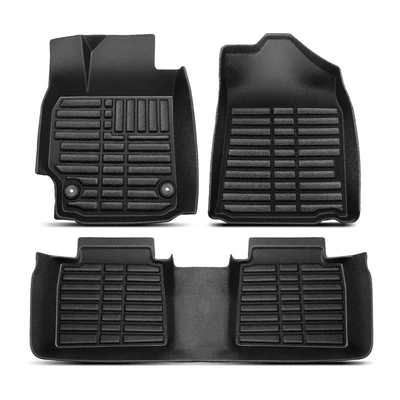 3 Pcs Front & Rear Black Floor Mats Liners for 2007-2011 Toyota Camry