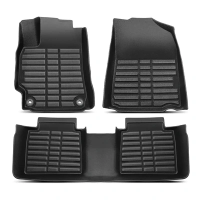 3 Pcs Front & Rear Black Floor Mats Liners for 2012-2017 Toyota Camry