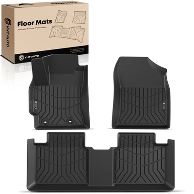 3 Pcs Front & Rear Black TPE textured Floor Mats Liners