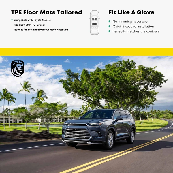 5 Pcs Front & Rear Black Floor Mats Liners for Toyota FJ Cruiser 07-14 Sport Utility