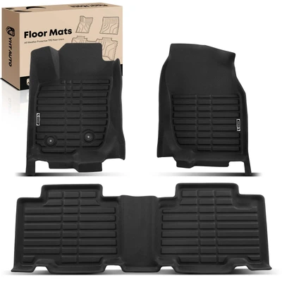 3 Pcs Front & Rear Black Floor Mats Liners