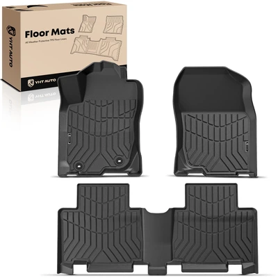 3 Pcs Front & Rear Black TPE textured Floor Mats Liners