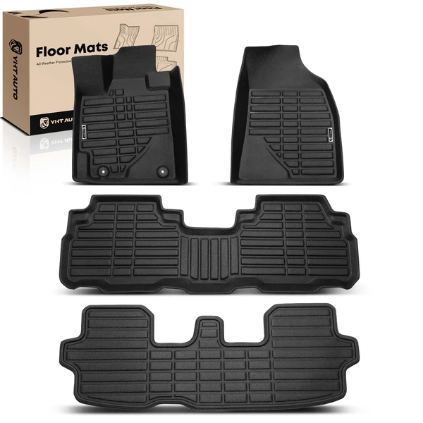 4 Pcs Front & Rear Black Floor Mats Liners for 2008-2013 Toyota Highlander