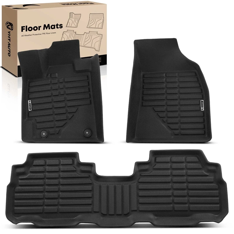 3 Pcs Front & Rear Black Floor Mats Liners for 2012 Toyota Highlander