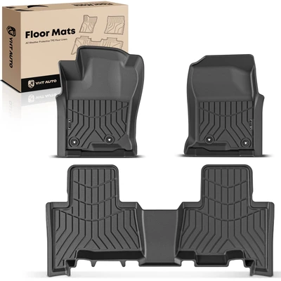 3 Pcs Front & Rear Black TPE textured Floor Mats Liners