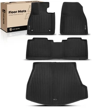 4 Pcs Front & Rear Black Floor Mats Liners