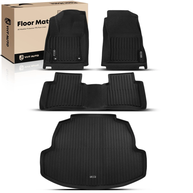 4 Pcs Front & Rear Black Floor Mats Liners for Toyota Corolla 2020-2024 with Trunk Mat