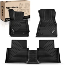 3 Pcs Front & Rear Black Floor Mats Liners