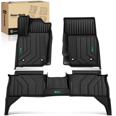 3 Pcs Front & Rear Black Floor Mats Liners