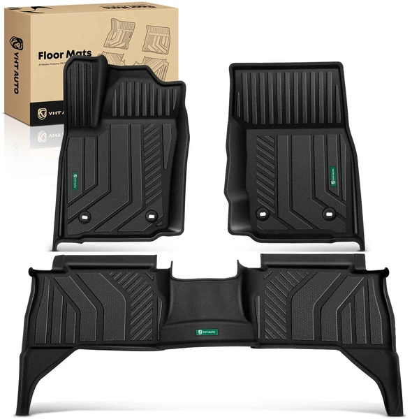 3 Pcs Front & Rear Black Floor Mats Liners for Toyota Tacoma 2024 Gas Automatic Transmission