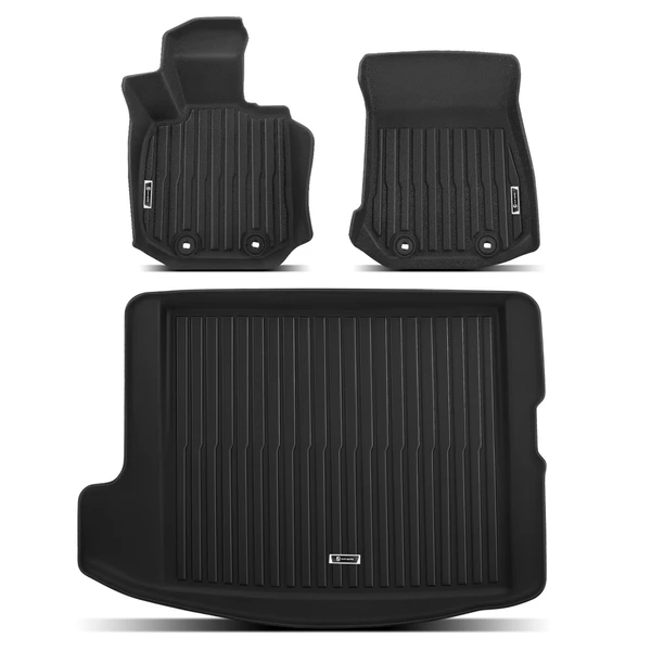 3 Pcs Front & Rear Trunk Black Floor Mats Cargo Liner for 2021-2024 Toyota Supra