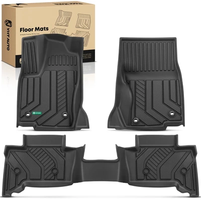 3 Pcs Front & Rear Black Floor Mats Injection