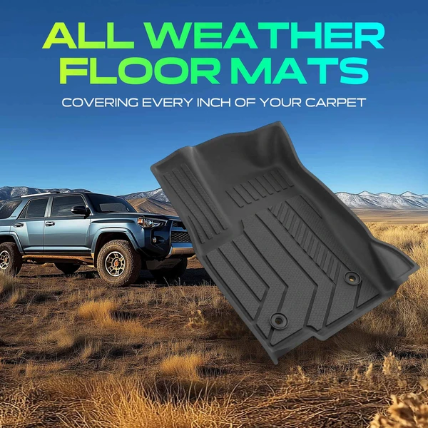 3 Pcs Front & Rear Black Floor Mats Injection for Toyota Land Cruiser Lexus GX550