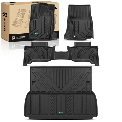 4 Pcs Front & Rear Black Floor Mats Injection