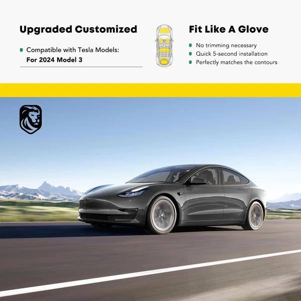 6 Pcs Front & Rear Red TPE textured Floor Mats Liners for 2024 Tesla 3