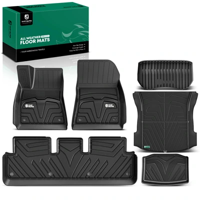 6 Pcs Front & Rear Black TPE textured Floor Mats Liners