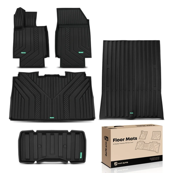 5 Pcs Front & Rear Black Floor Mats Liners for 2024 Tesla Cybertruck