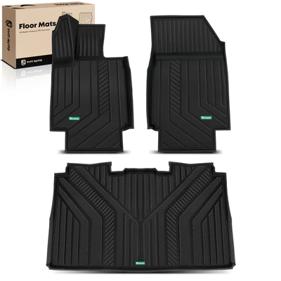 3 Pcs Front & Rear Black Floor Mats Liners