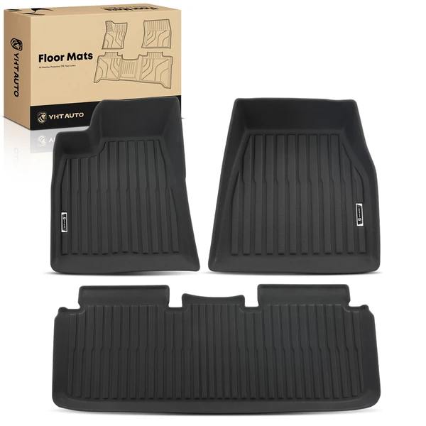3 Pcs Front & Rear Floor Mats Liners for 2014-2019 Tesla S