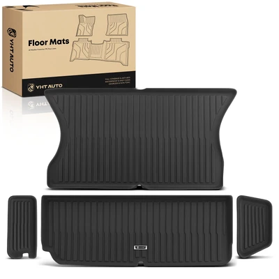 4 Pcs Rear Trunk Black Floor Mats Cargo Liner