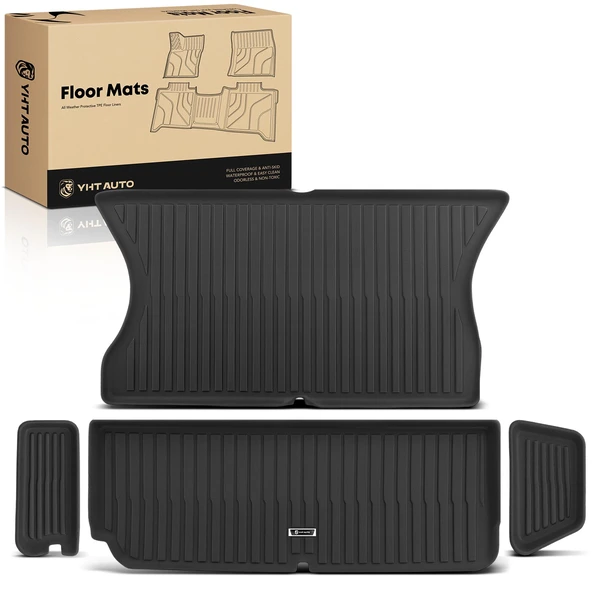 4 Pcs Rear Trunk Black Floor Mats Cargo Liner for Tesla Model X 2022-2024