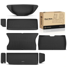8 Pcs Front & Rear Trunk Black Floor Mats Cargo Liner for 2022-2024 Tesla X