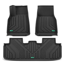 3 Pcs Front & Rear Rows Black Floor Mat for 2025 Tesla Y