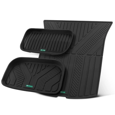 3 Pcs Front & Rear Black Lower Storage Trunk Mats Injection