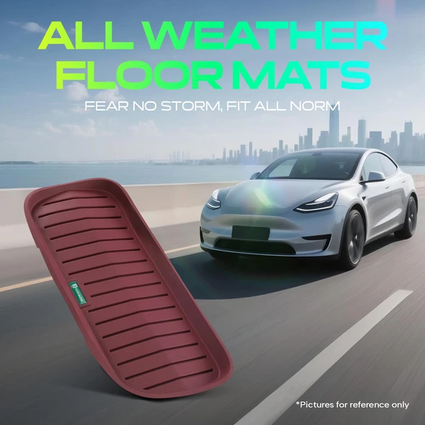 Front Storage Red TPE Floor Mat for Tesla Model Y 2025 Sport Utility 4-Door
