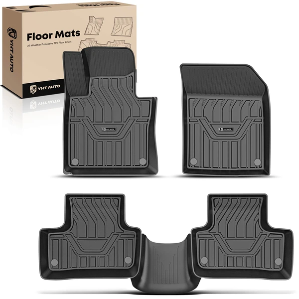 3 Pcs Front & Rear Black TPE textured Floor Mats Liners for 2018-2025 Volvo XC60